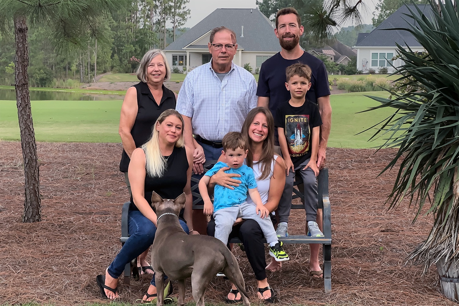 The whole family together on the lawn in Aiken