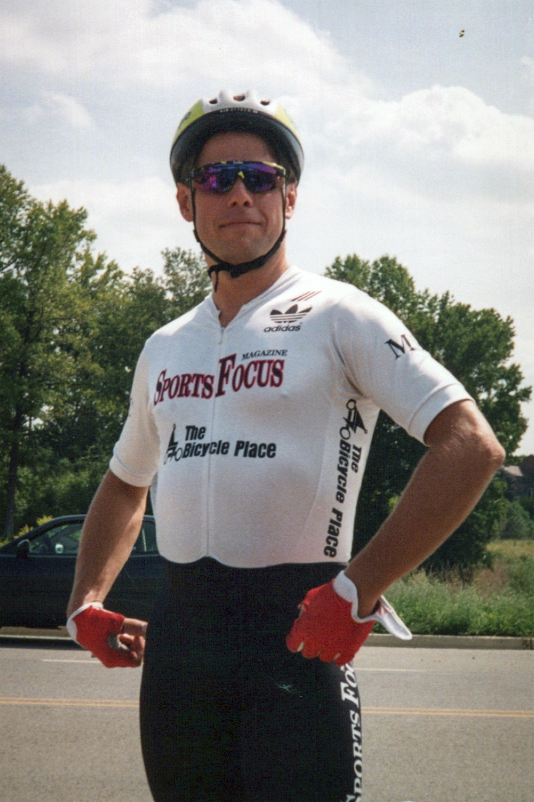 Allen in his Bicycle Place racing kit in the 1990s